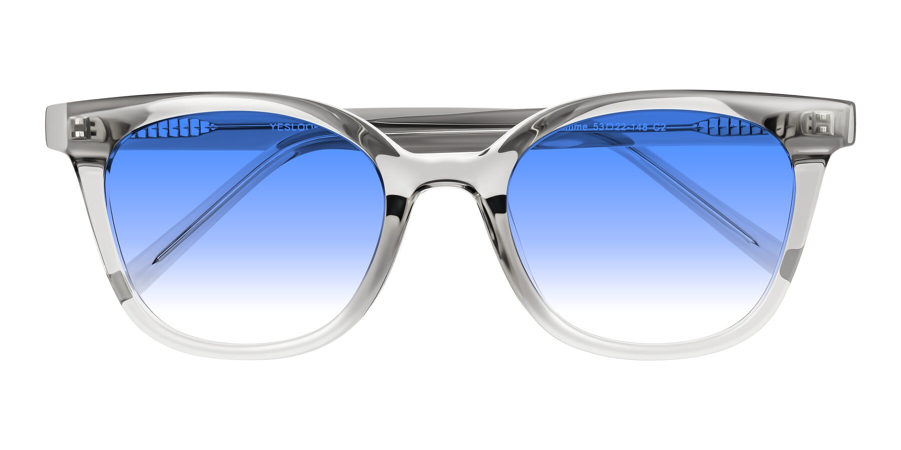 Folded Front of Jeromme in Transparent Gray with Blue Gradient Lenses