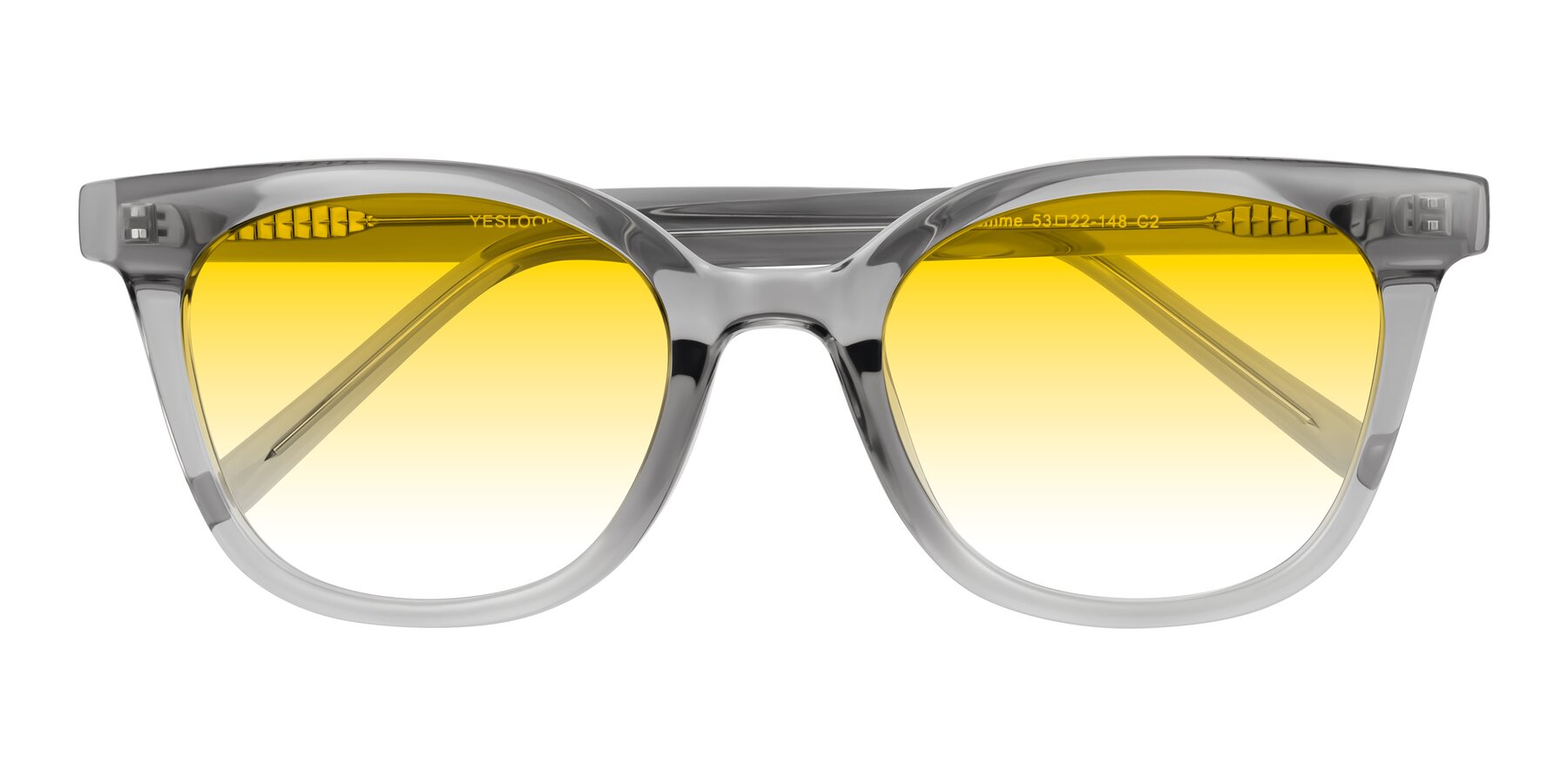 Folded Front of Jeromme in Transparent Gray with Yellow Gradient Lenses