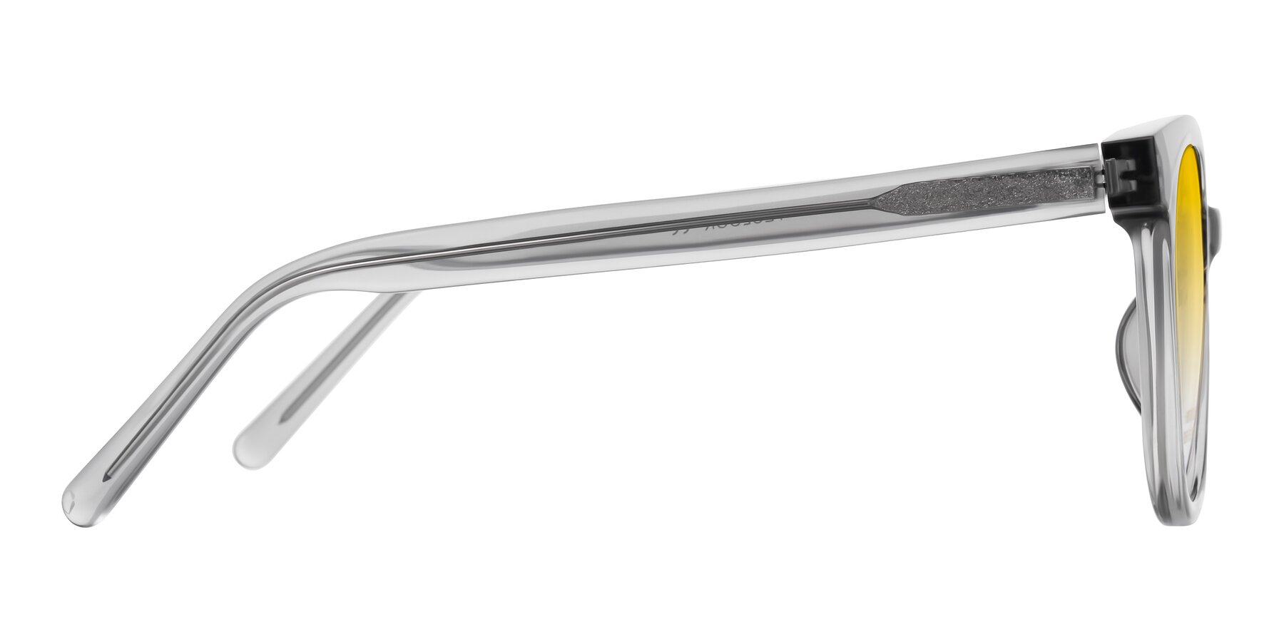 Side of Jeromme in Transparent Gray with Yellow Gradient Lenses