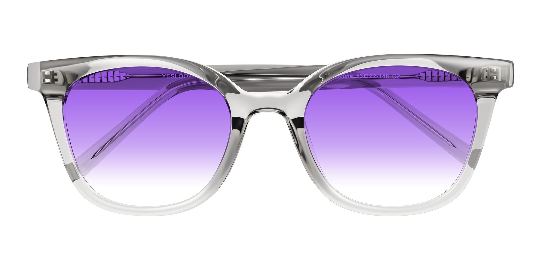 Folded Front of Jeromme in Transparent Gray with Purple Gradient Lenses