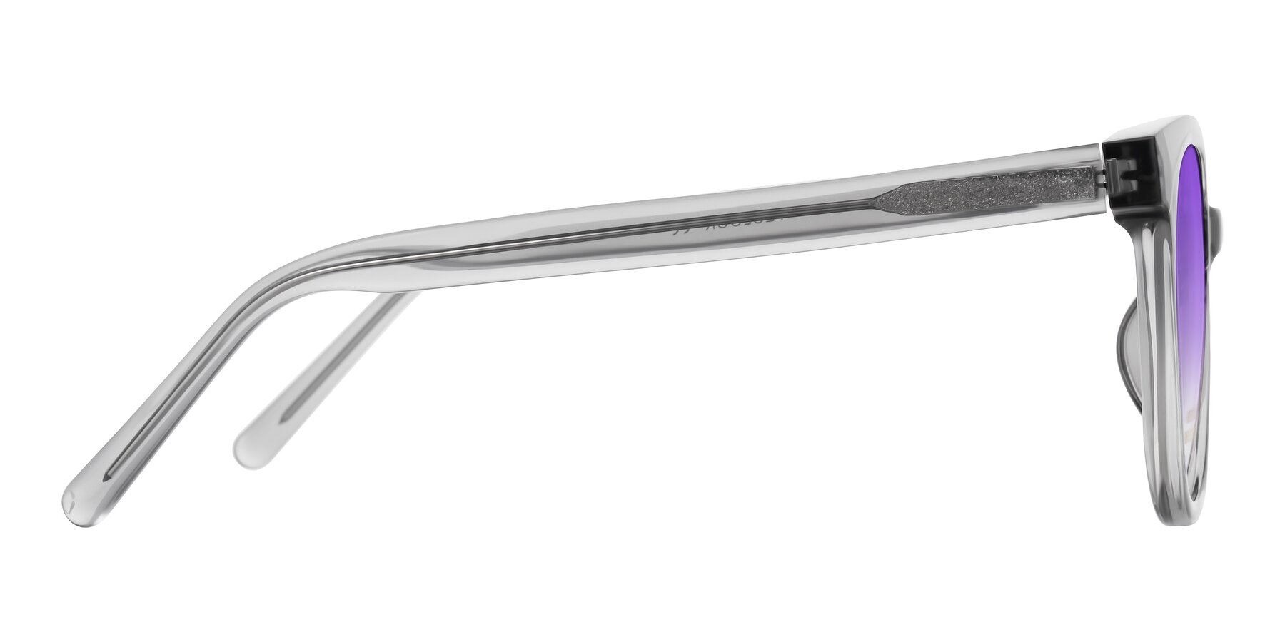 Side of Jeromme in Transparent Gray with Purple Gradient Lenses