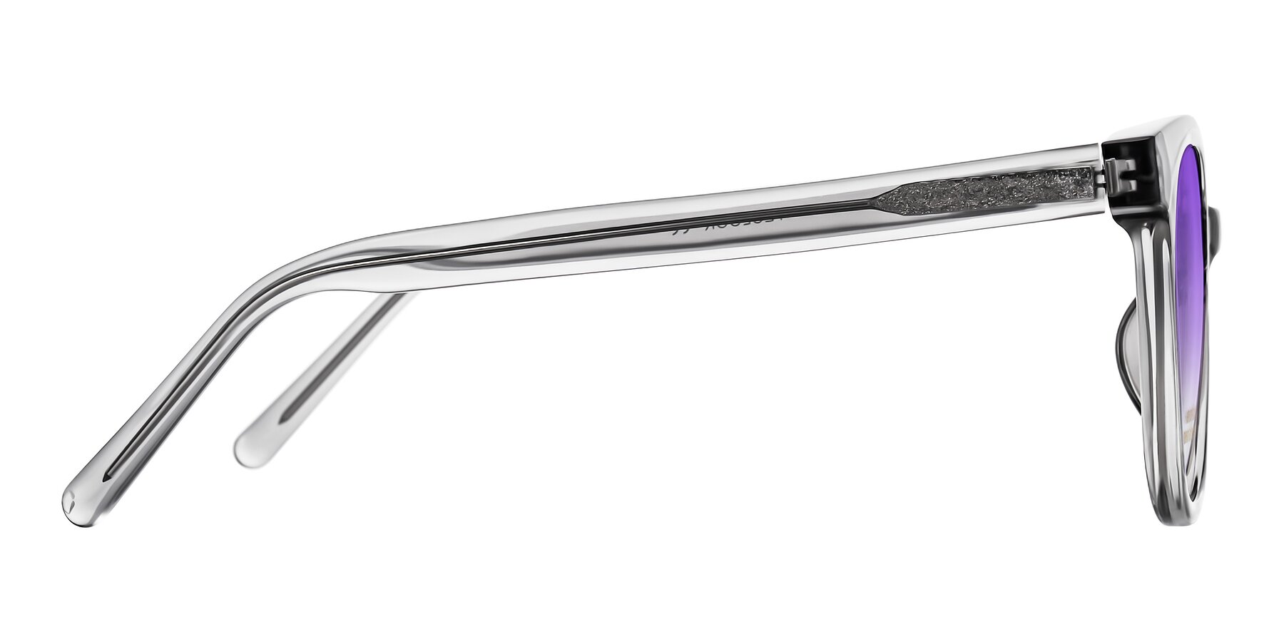 Side of Jeromme in Transparent Gray with Purple Gradient Lenses