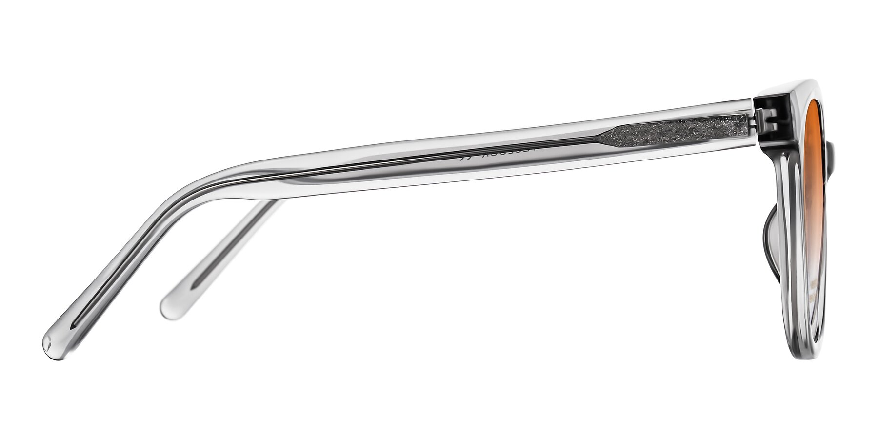 Side of Jeromme in Transparent Gray with Orange Gradient Lenses