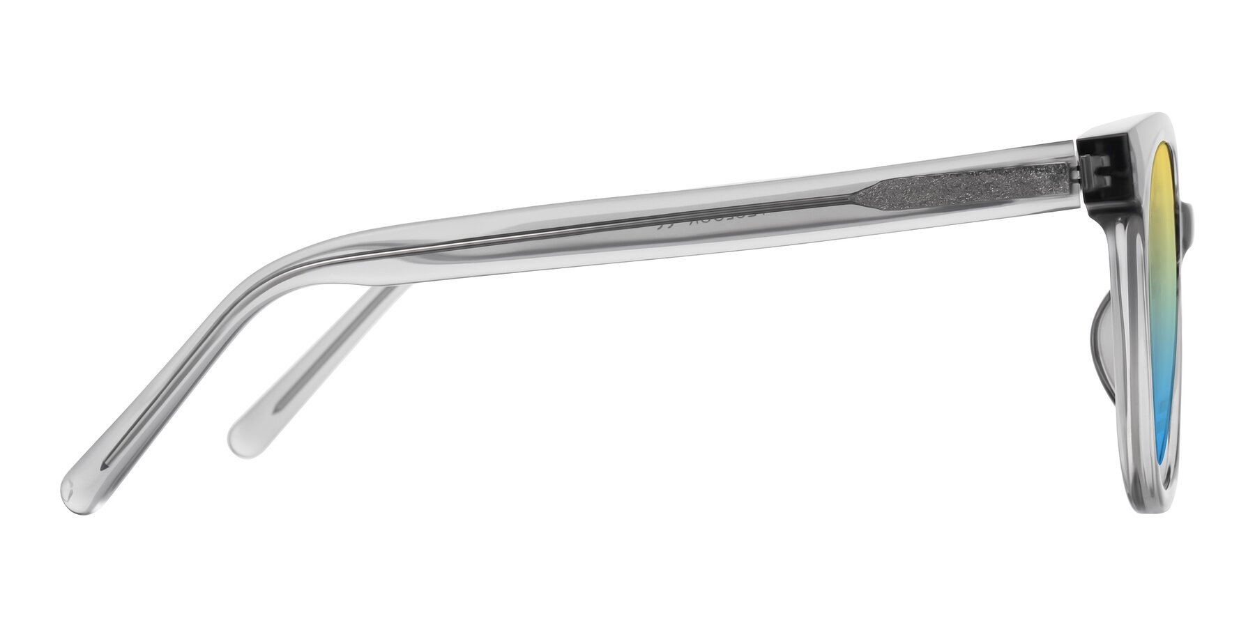 Side of Jeromme in Transparent Gray with Yellow / Blue Gradient Lenses