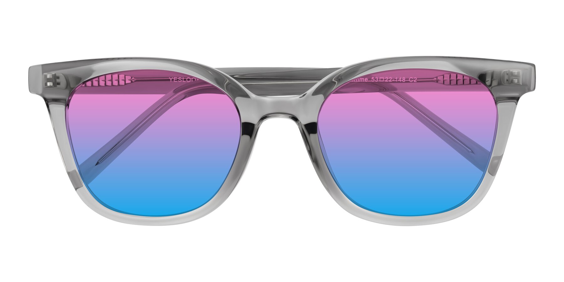 Folded Front of Jeromme in Transparent Gray with Pink / Blue Gradient Lenses
