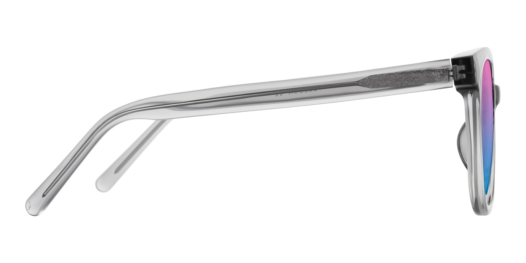 Side of Jeromme in Transparent Gray with Pink / Blue Gradient Lenses