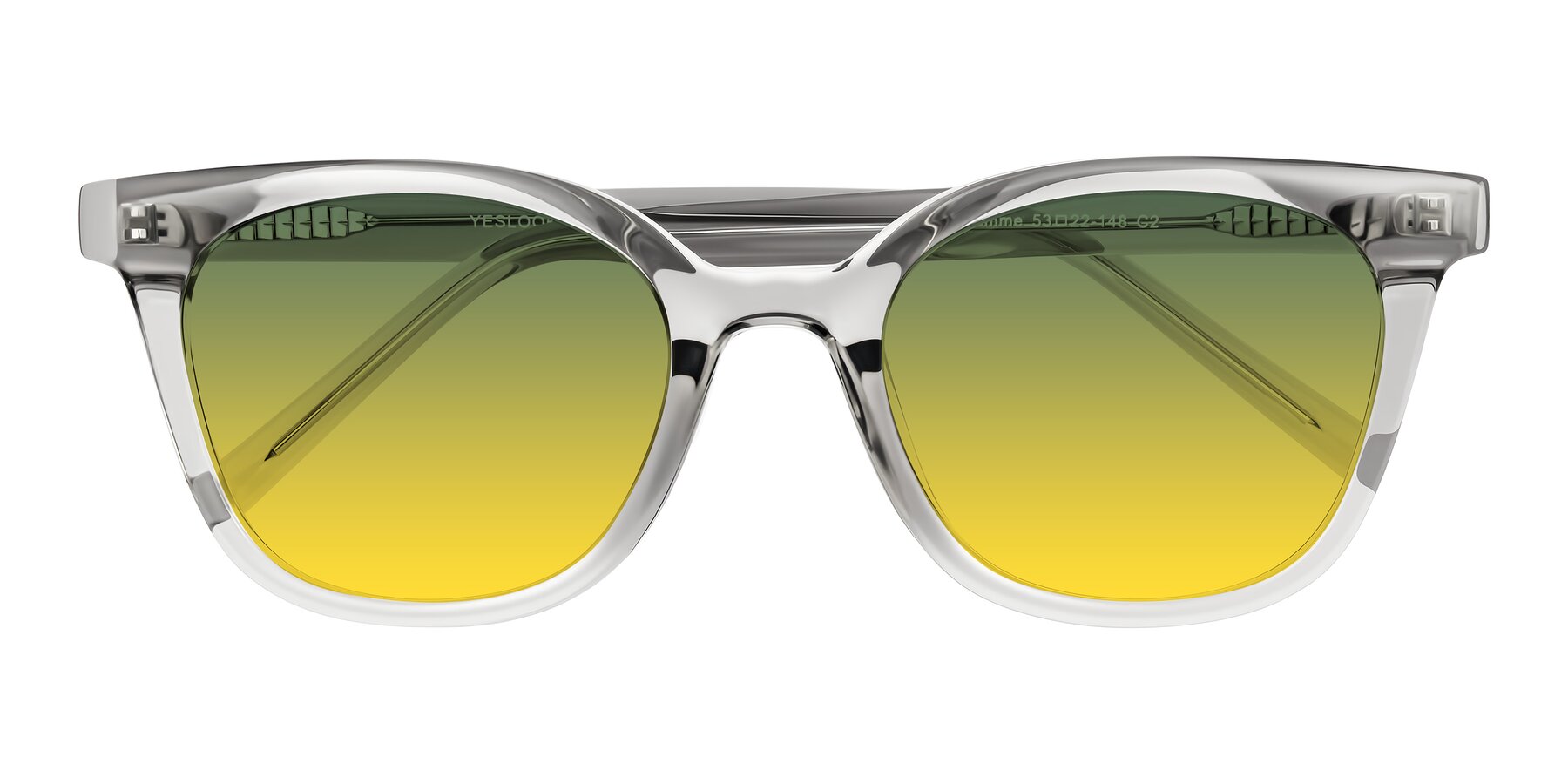 Folded Front of Jeromme in Transparent Gray with Green / Yellow Gradient Lenses