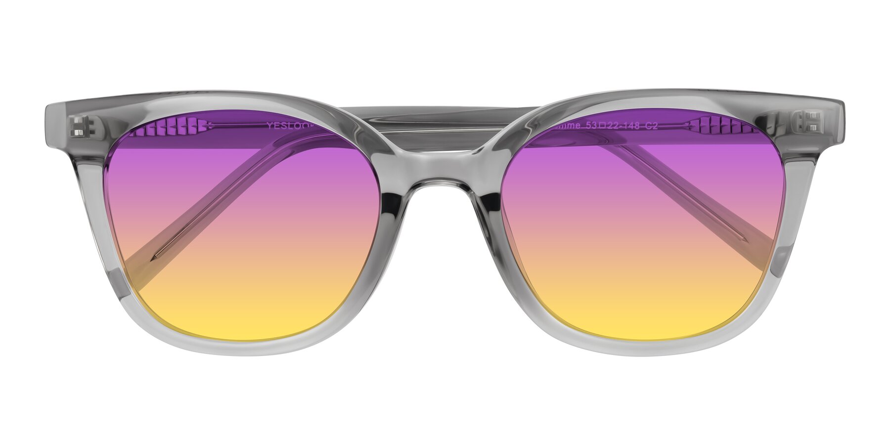 Folded Front of Jeromme in Transparent Gray with Purple / Yellow Gradient Lenses