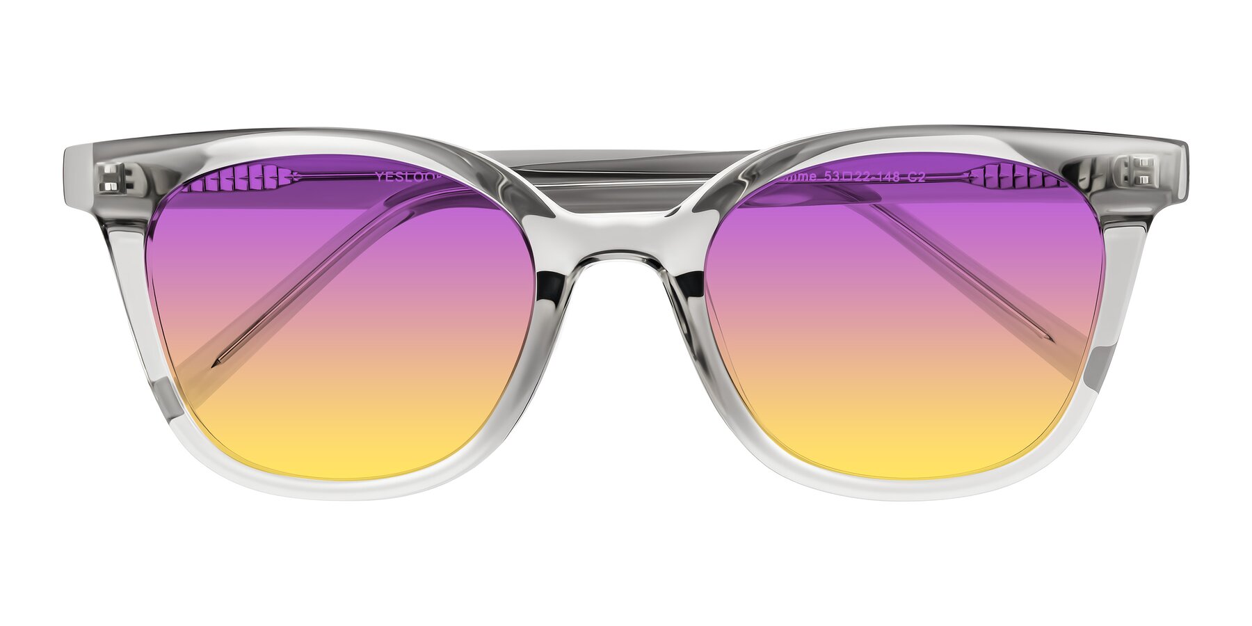 Folded Front of Jeromme in Transparent Gray with Purple / Yellow Gradient Lenses