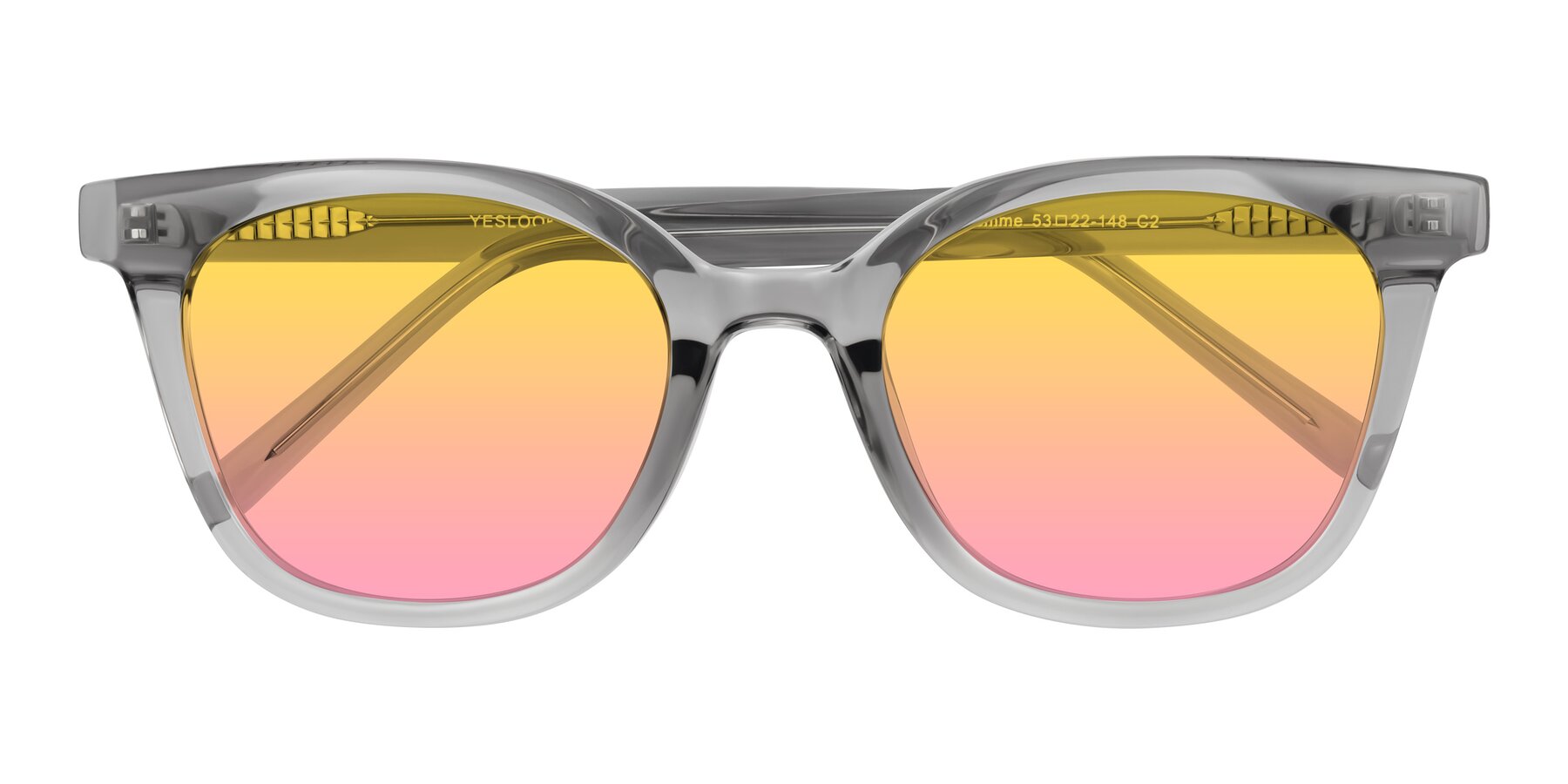 Folded Front of Jeromme in Transparent Gray with Yellow / Pink Gradient Lenses