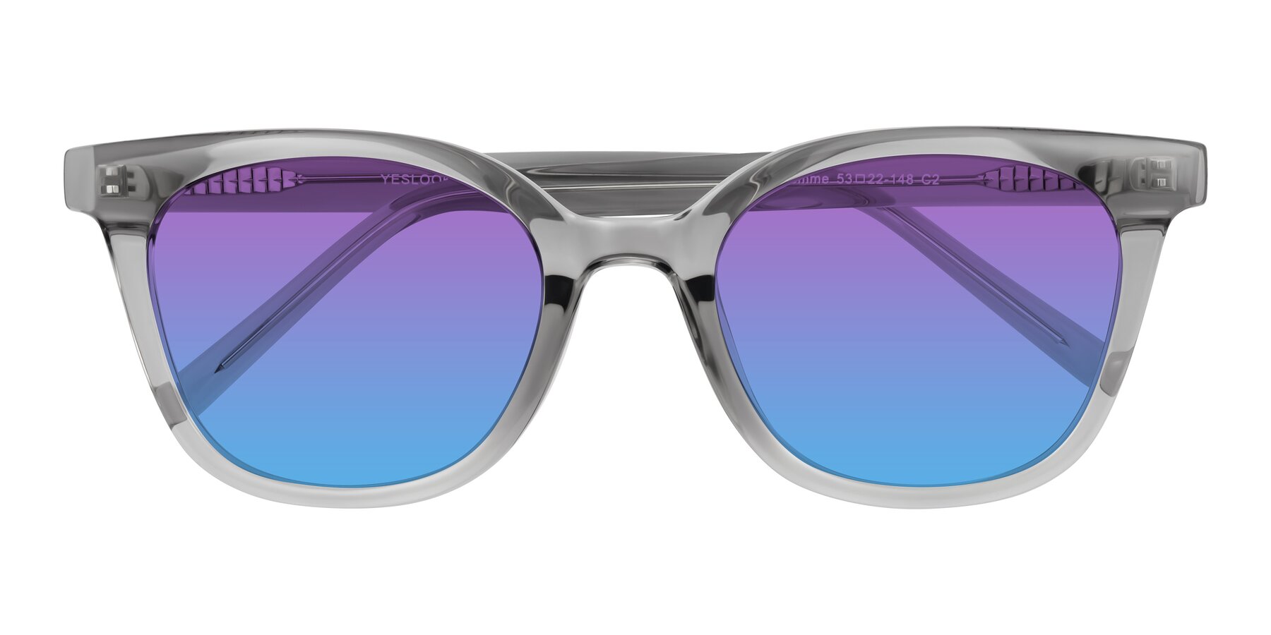 Folded Front of Jeromme in Transparent Gray with Purple / Blue Gradient Lenses