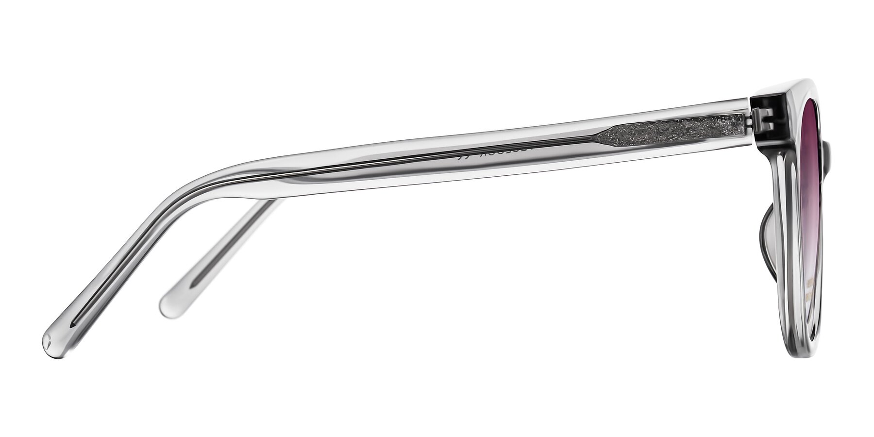 Side of Jeromme in Transparent Gray with Wine Gradient Lenses