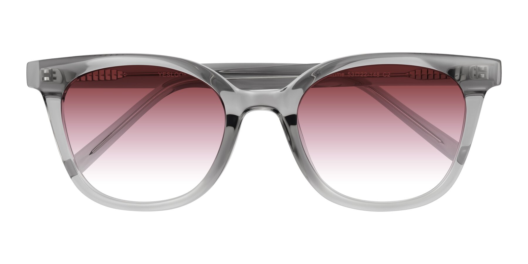 Folded Front of Jeromme in Transparent Gray with Garnet Gradient Lenses