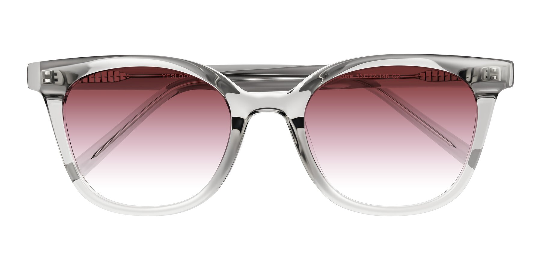Folded Front of Jeromme in Transparent Gray with Garnet Gradient Lenses