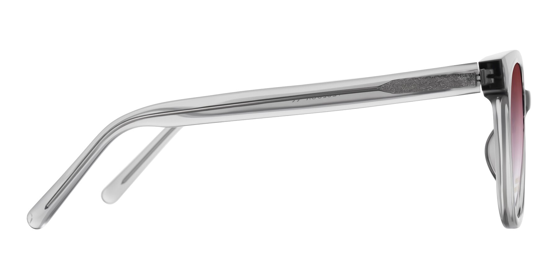 Side of Jeromme in Transparent Gray with Garnet Gradient Lenses