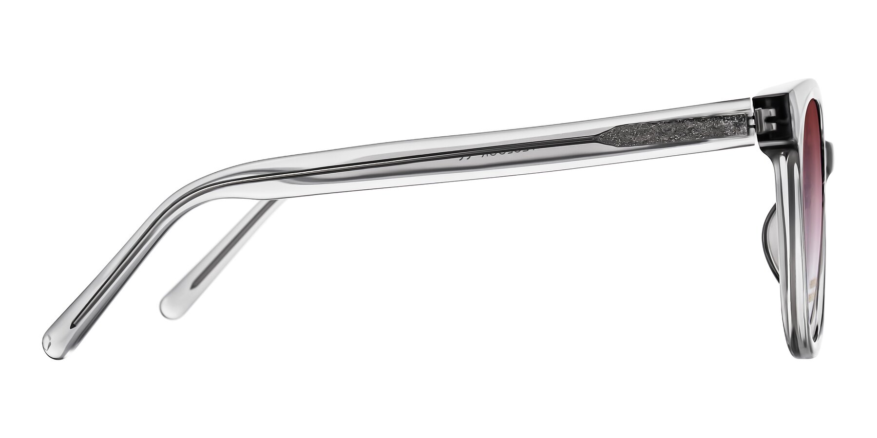 Side of Jeromme in Transparent Gray with Garnet Gradient Lenses