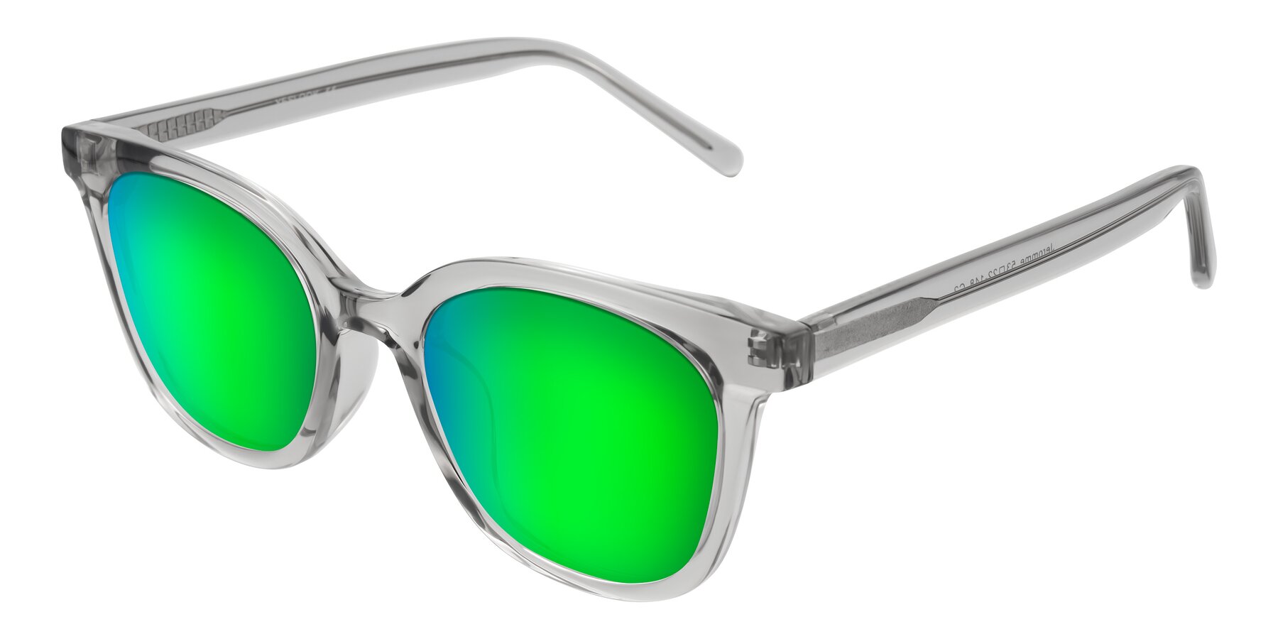 Angle of Jeromme in Transparent Gray with Green Mirrored Lenses