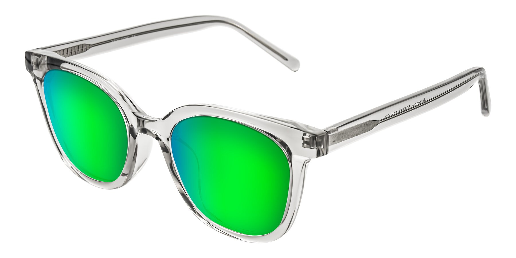 Angle of Jeromme in Transparent Gray with Green Mirrored Lenses