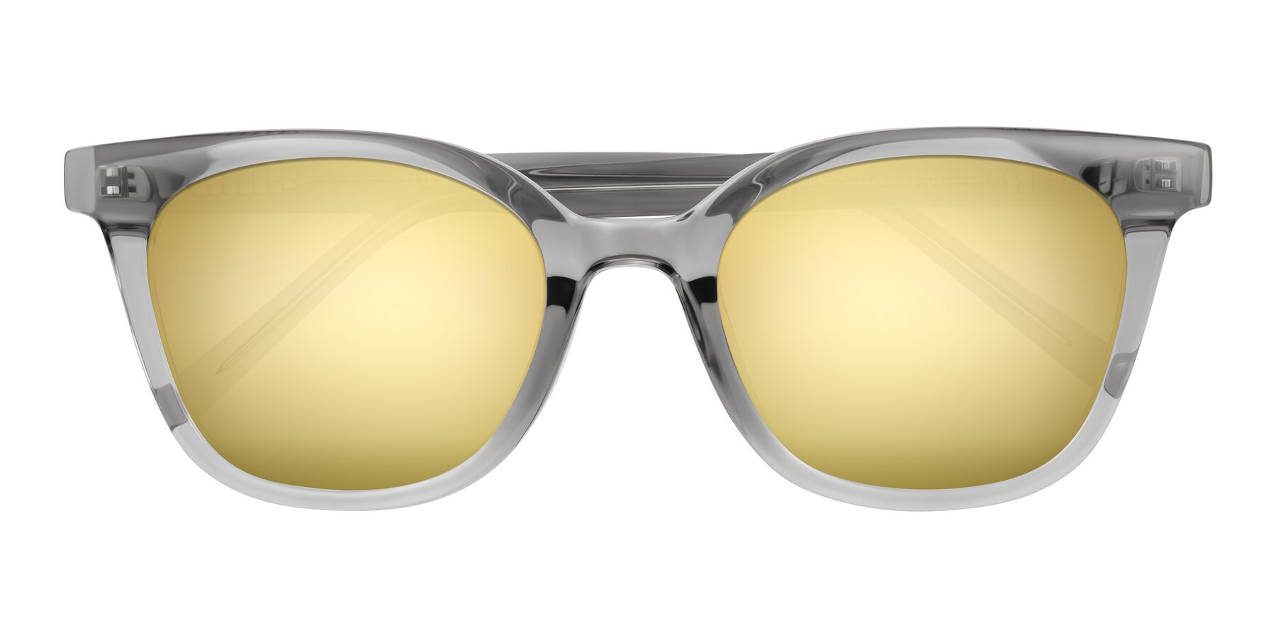Folded Front of Jeromme in Transparent Gray with Gold Mirrored Lenses