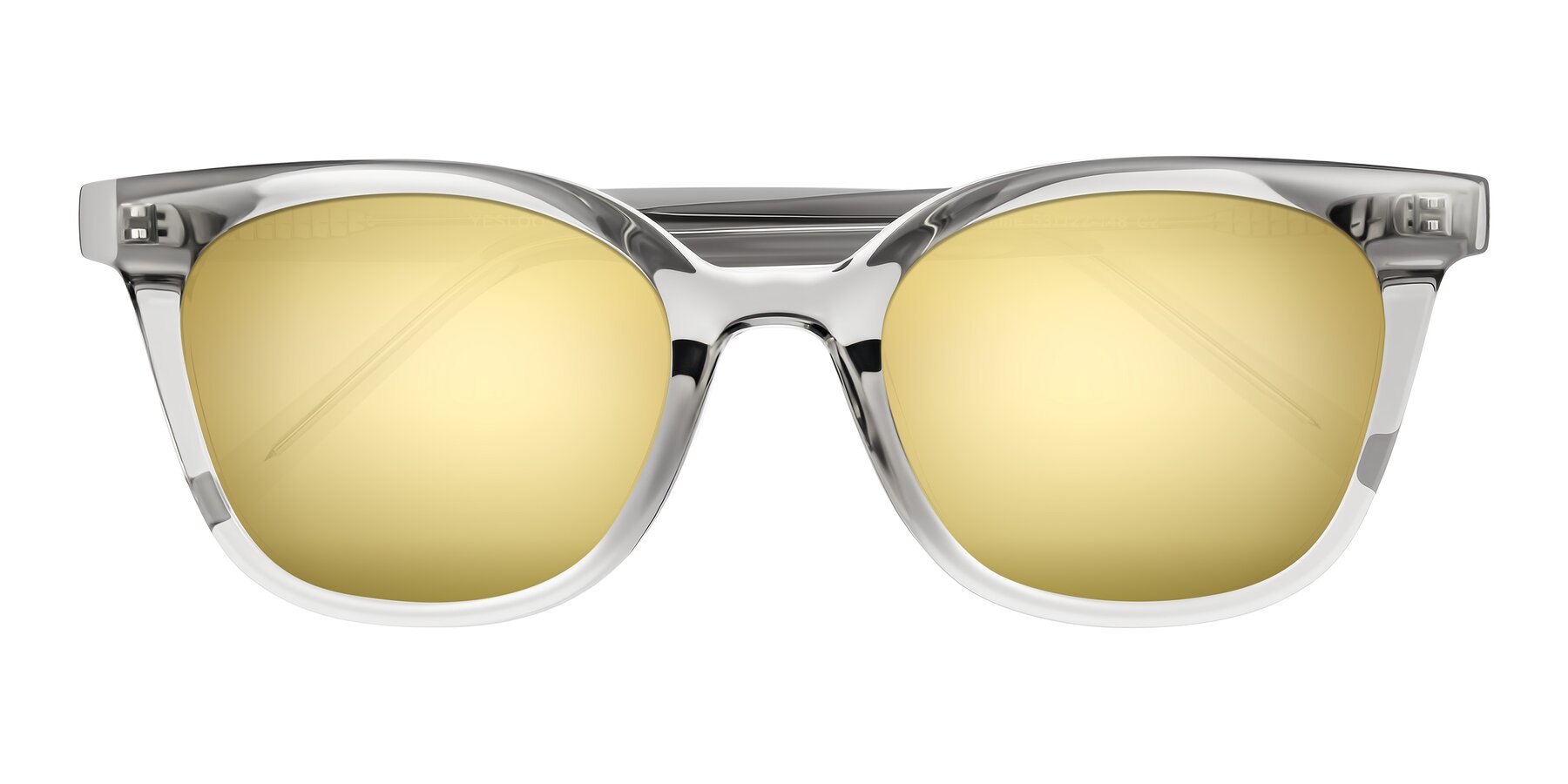 Folded Front of Jeromme in Transparent Gray with Gold Mirrored Lenses