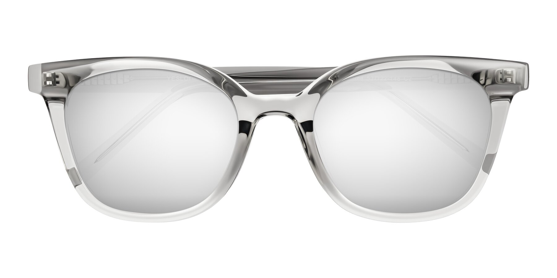 Folded Front of Jeromme in Transparent Gray with Silver Mirrored Lenses