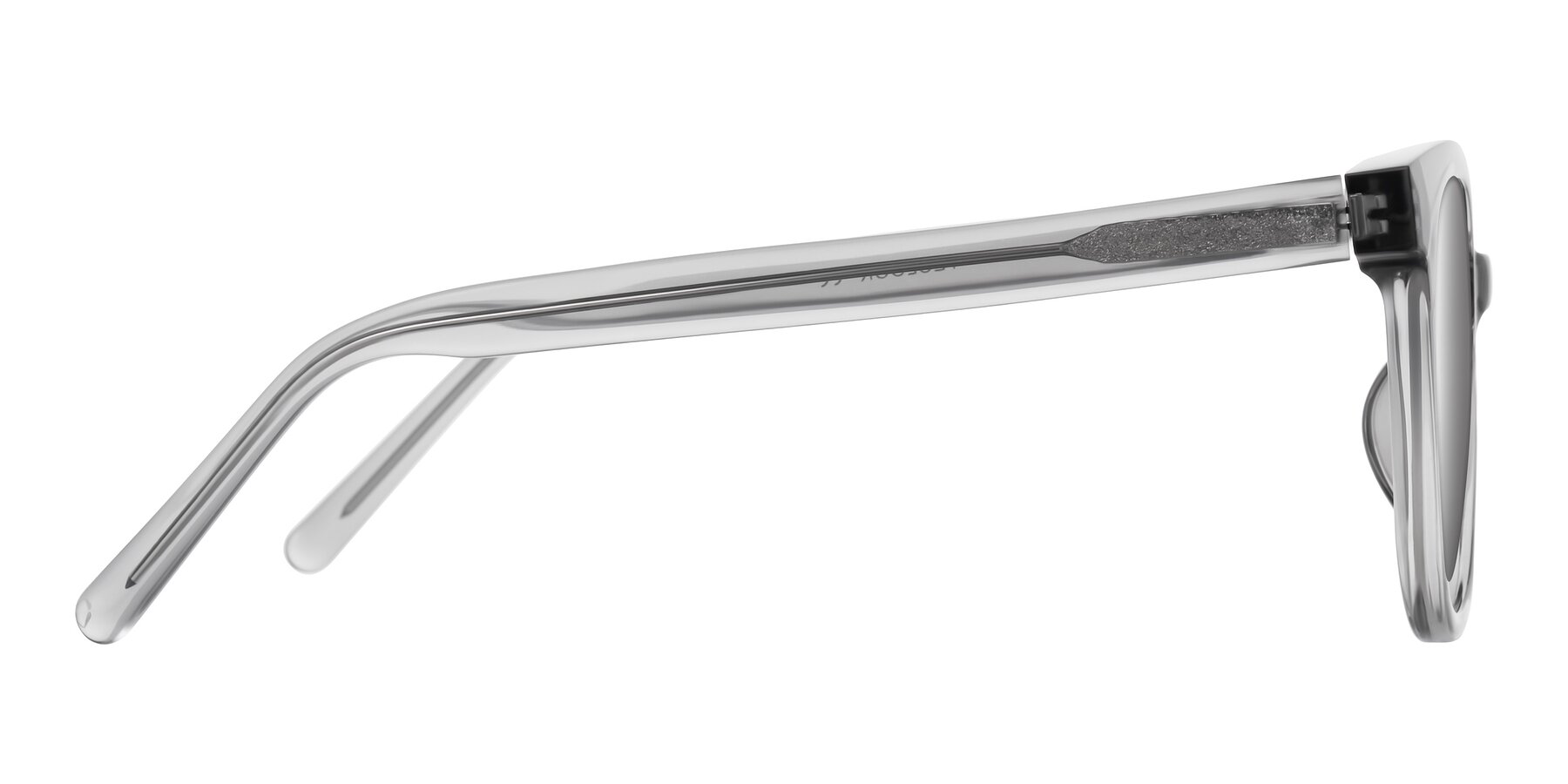 Side of Jeromme in Transparent Gray with Silver Mirrored Lenses