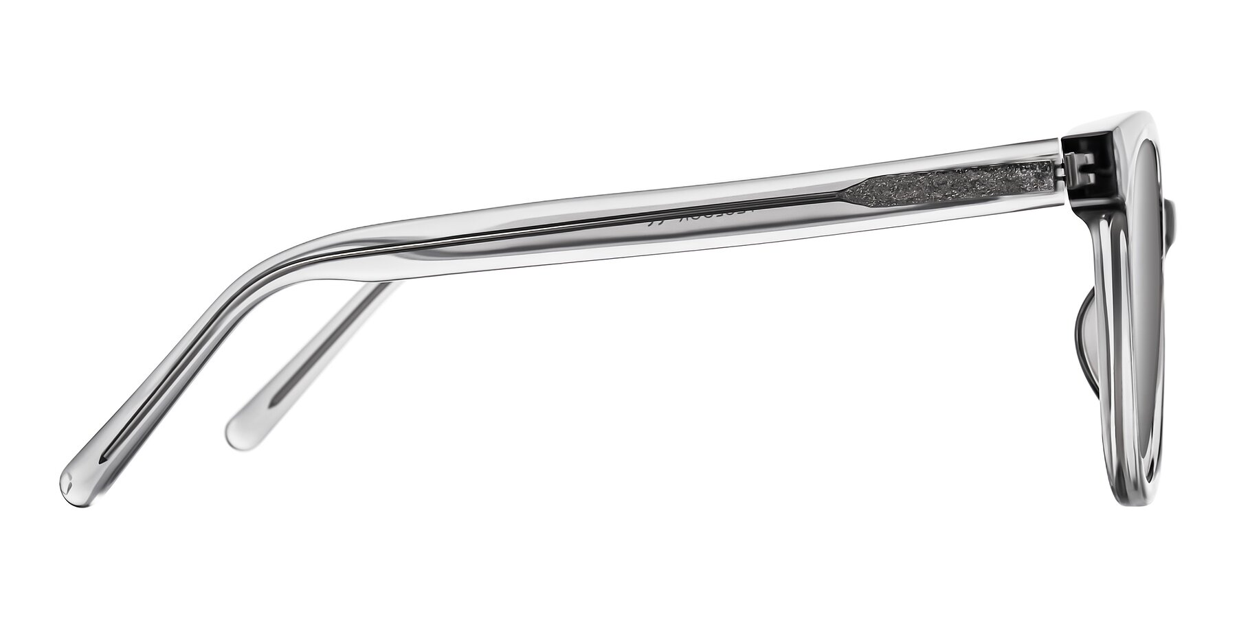 Side of Jeromme in Transparent Gray with Silver Mirrored Lenses