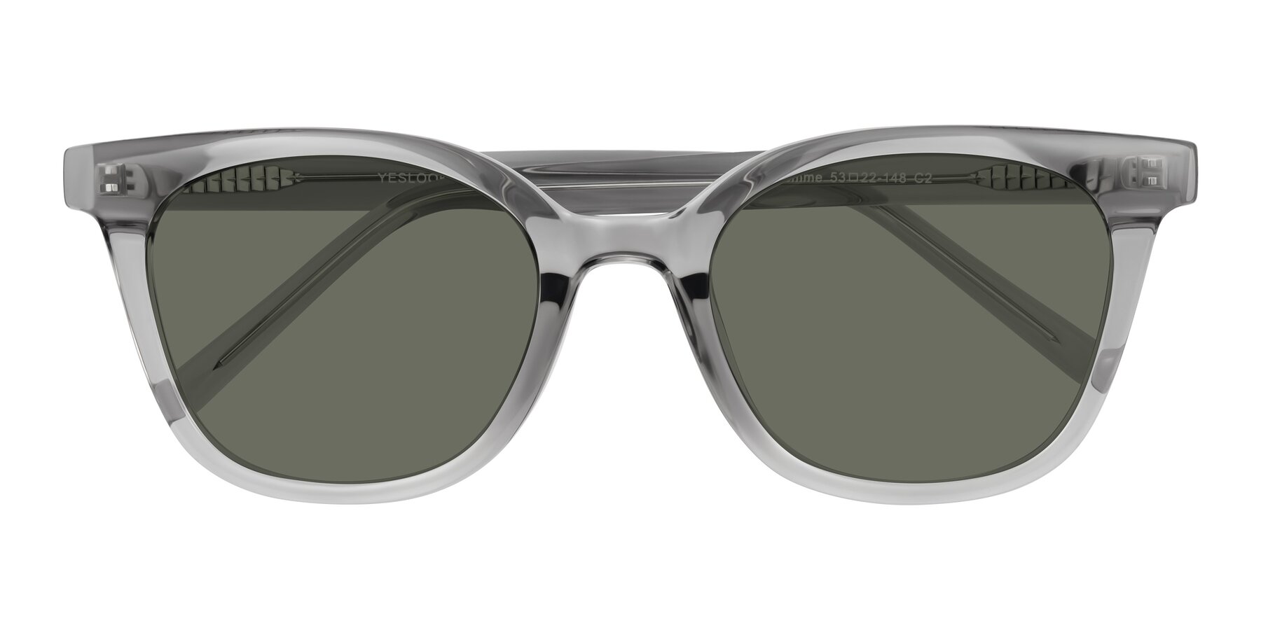 Folded Front of Jeromme in Transparent Gray with Gray Polarized Lenses
