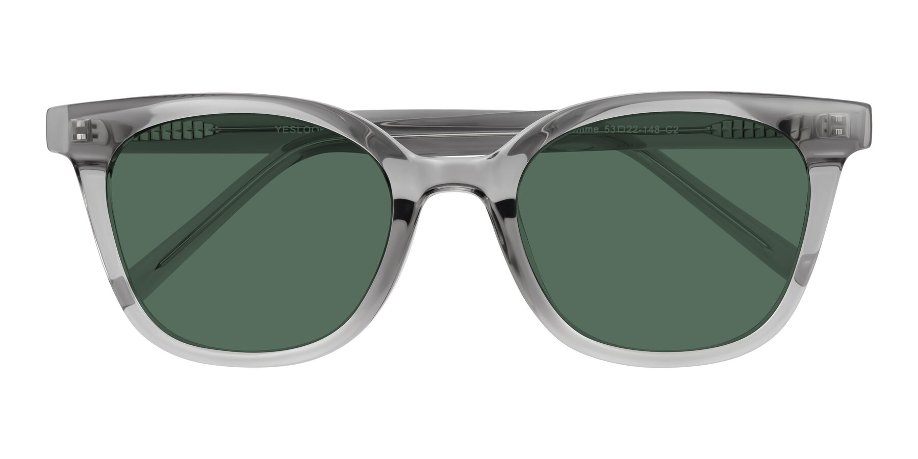 Folded Front of Jeromme in Transparent Gray with Green Polarized Lenses