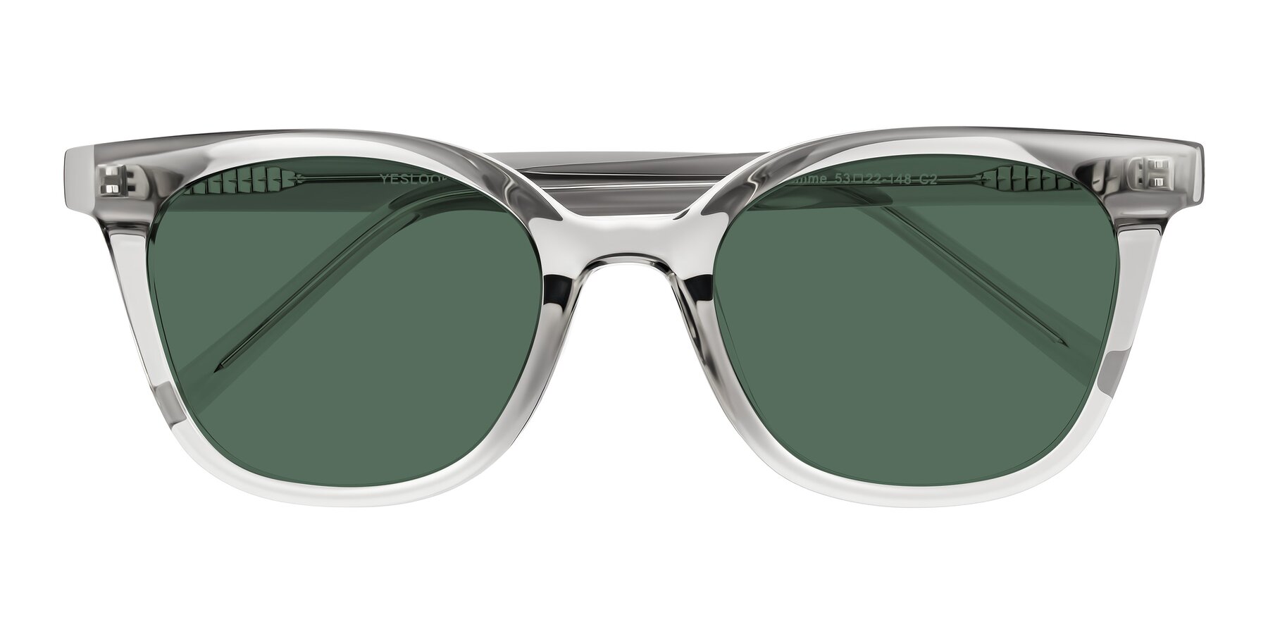 Folded Front of Jeromme in Transparent Gray with Green Polarized Lenses