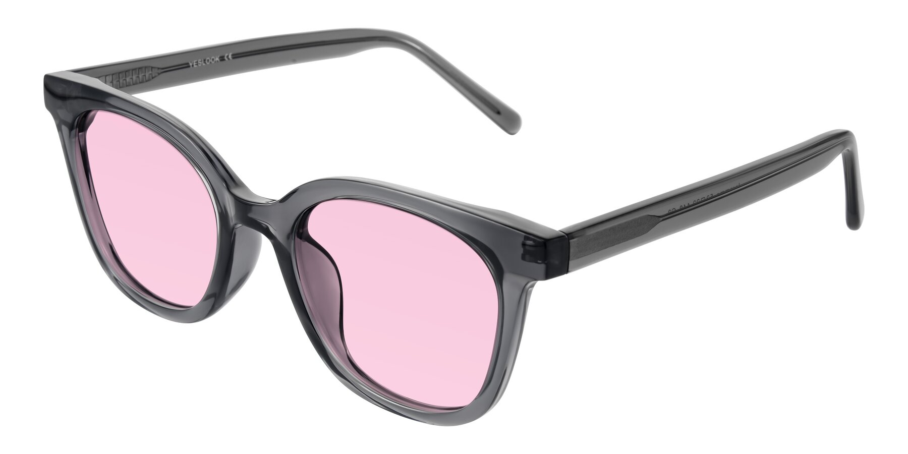 Angle of Jeromme in Translucent Gray with Light Pink Tinted Lenses