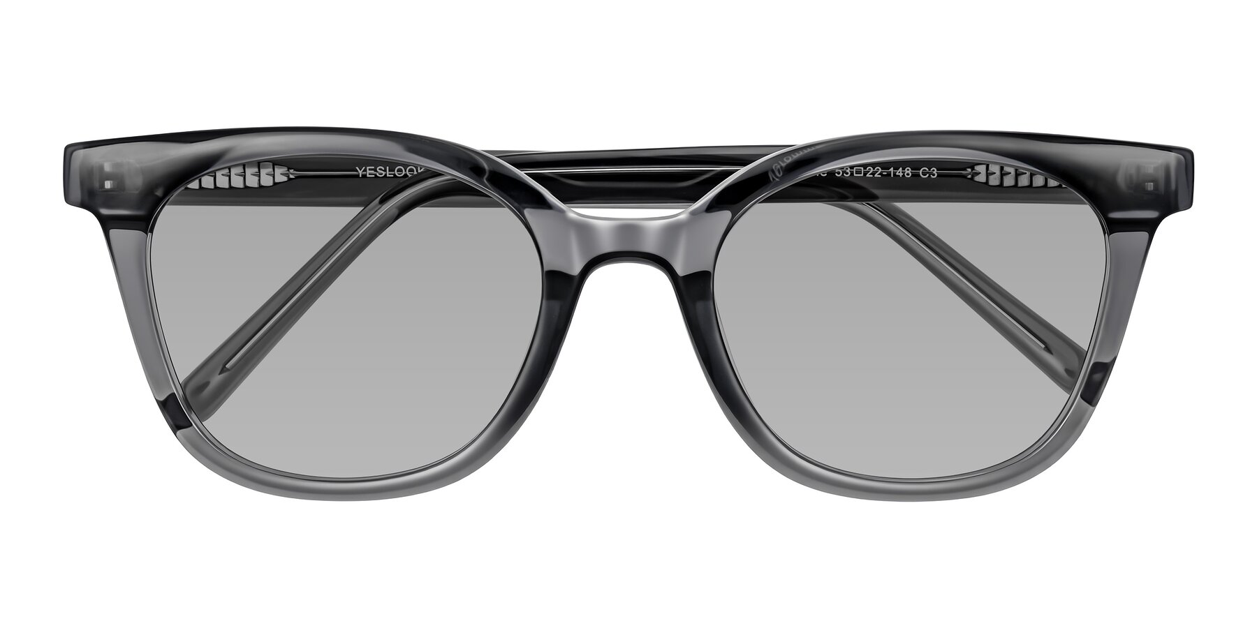Folded Front of Jeromme in Translucent Gray with Light Gray Tinted Lenses