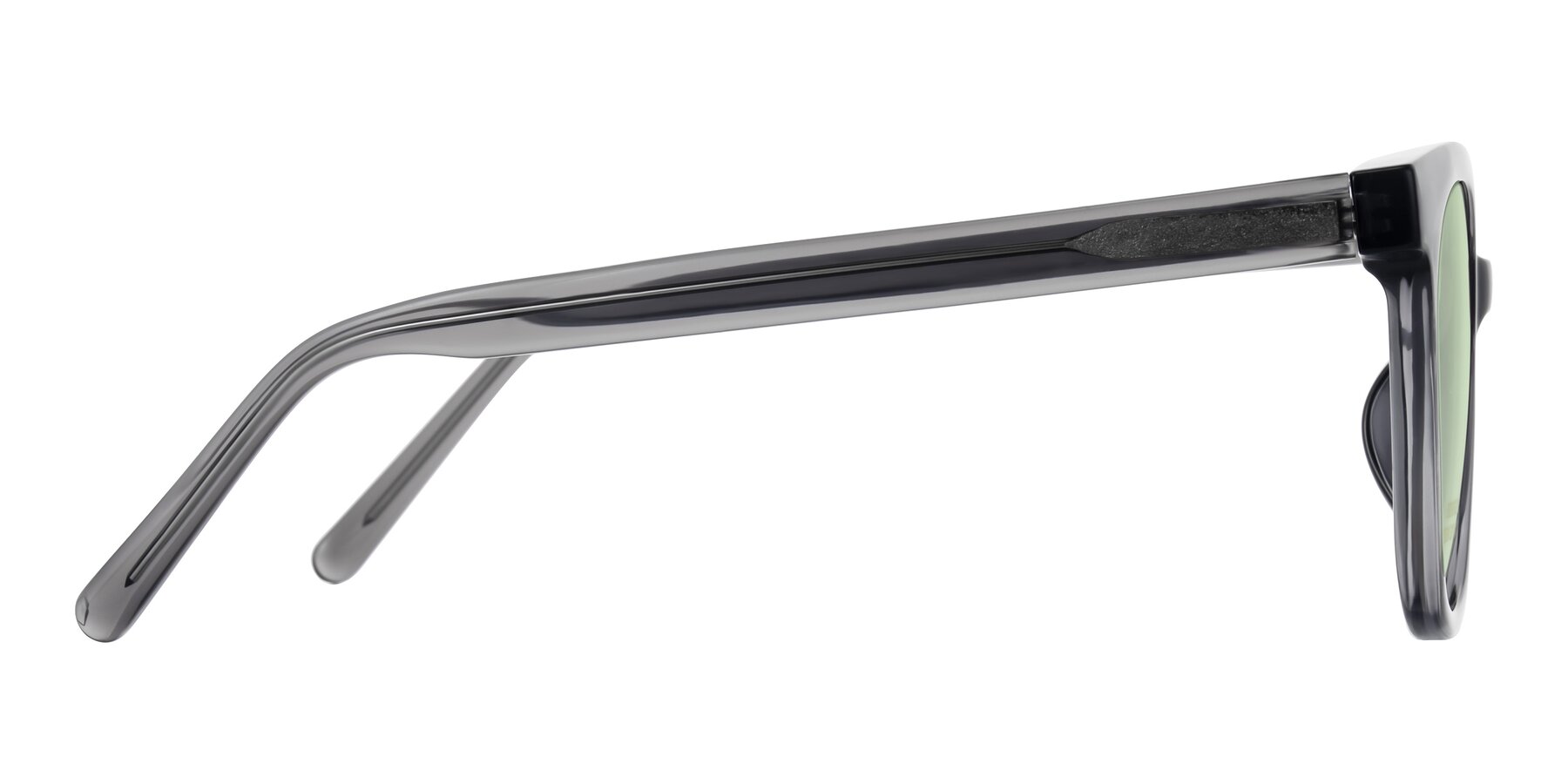 Side of Jeromme in Translucent Gray with Light Green Tinted Lenses