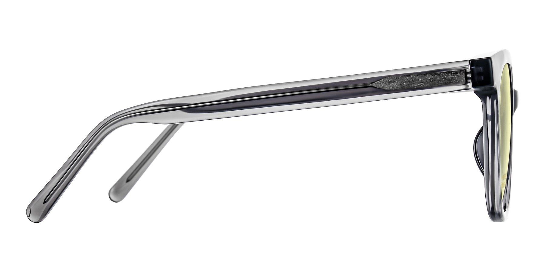 Side of Jeromme in Translucent Gray with Light Yellow Tinted Lenses