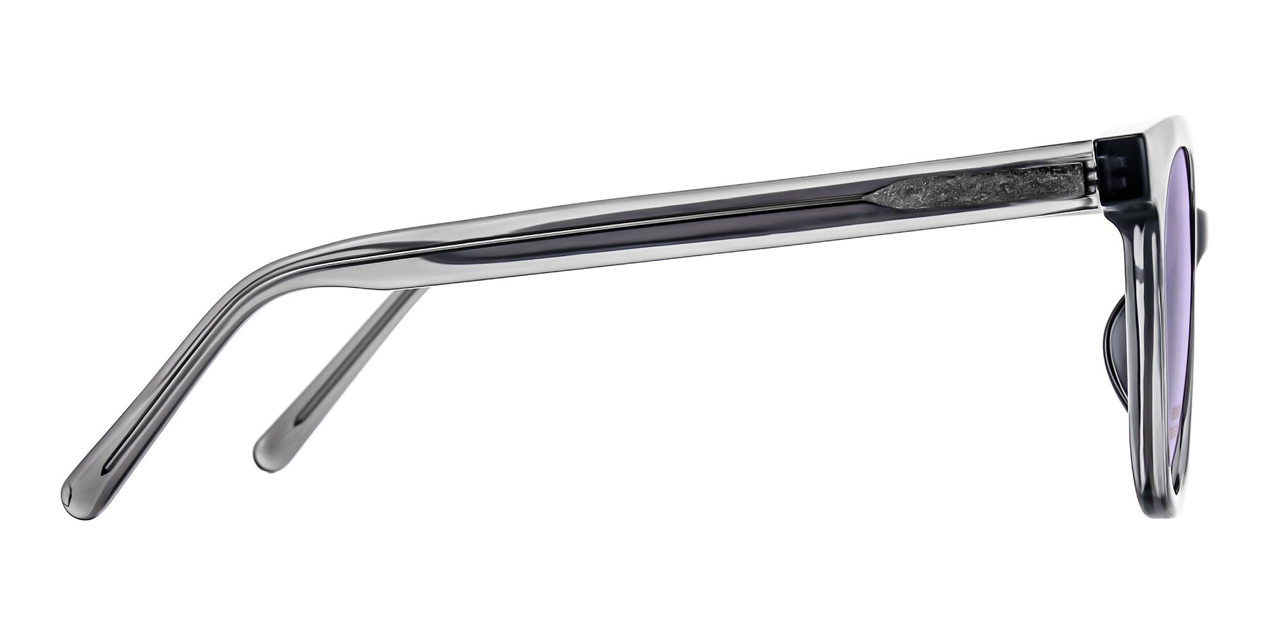 Side of Jeromme in Translucent Gray with Light Purple Tinted Lenses