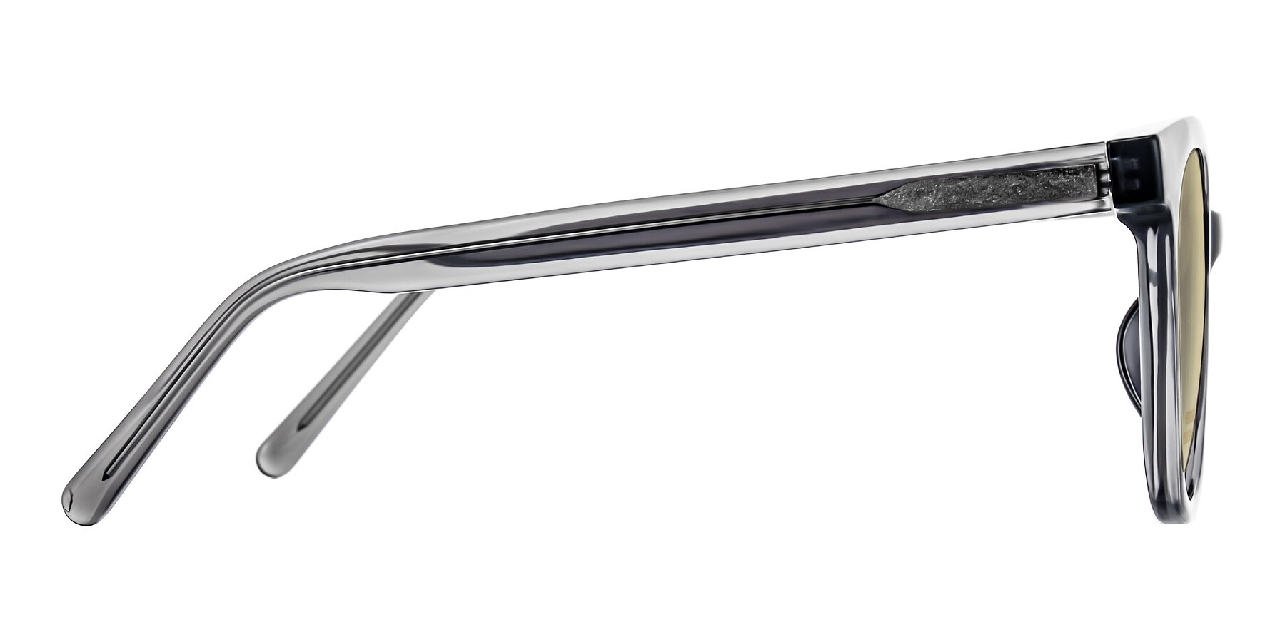 Side of Jeromme in Translucent Gray with Light Champagne Tinted Lenses