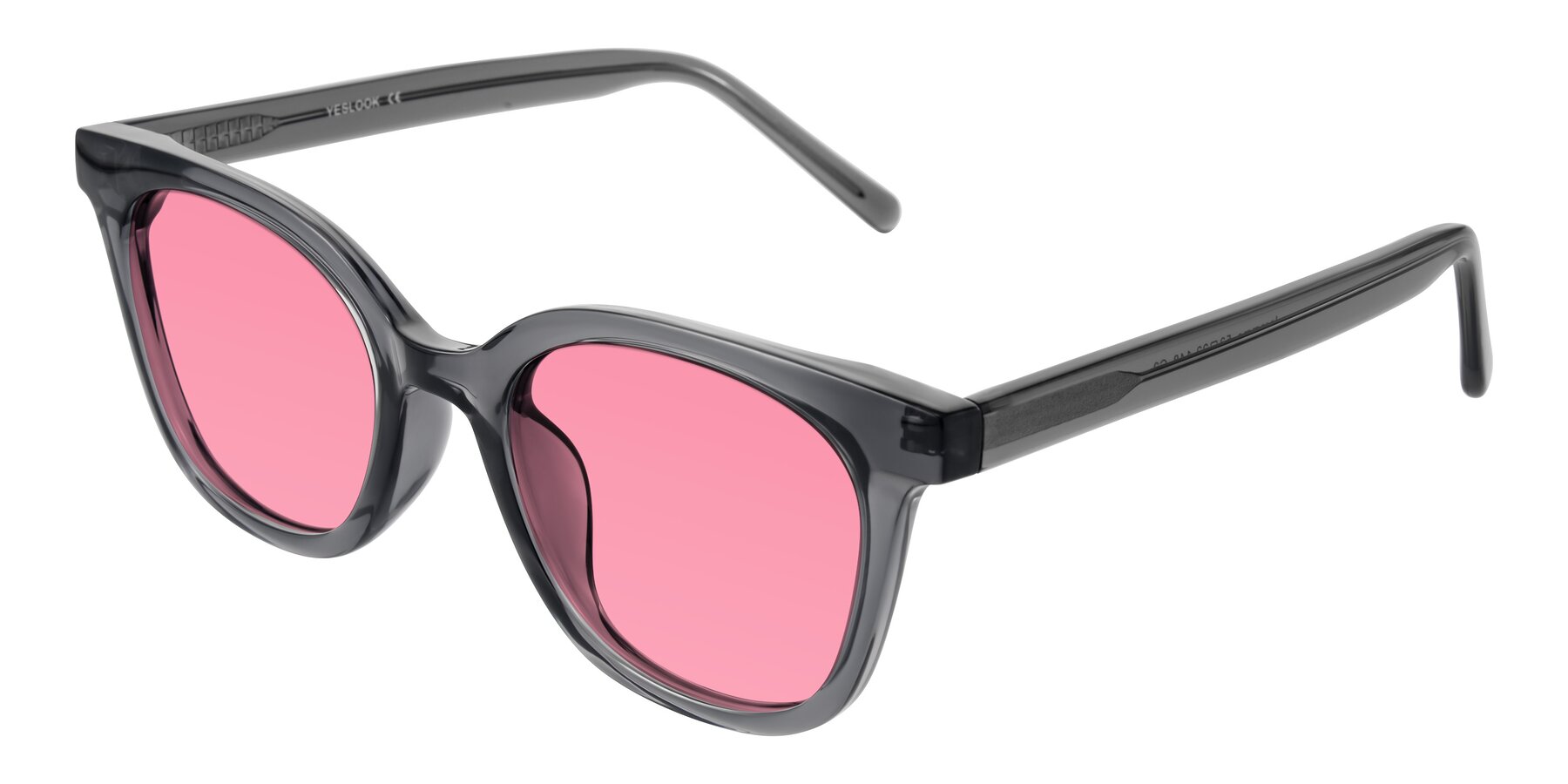 Angle of Jeromme in Translucent Gray with Pink Tinted Lenses