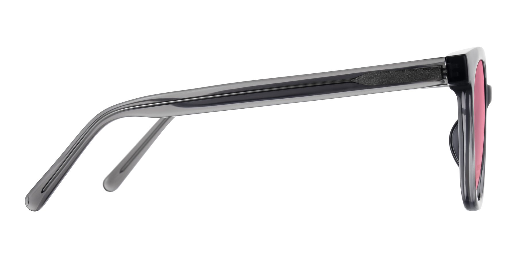 Side of Jeromme in Translucent Gray with Pink Tinted Lenses