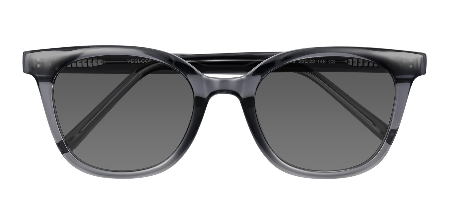 Folded Front of Jeromme in Translucent Gray with Medium Gray Tinted Lenses