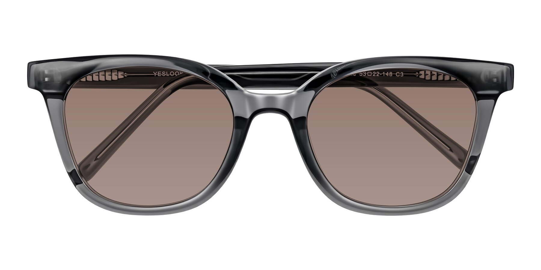 Folded Front of Jeromme in Translucent Gray with Medium Brown Tinted Lenses