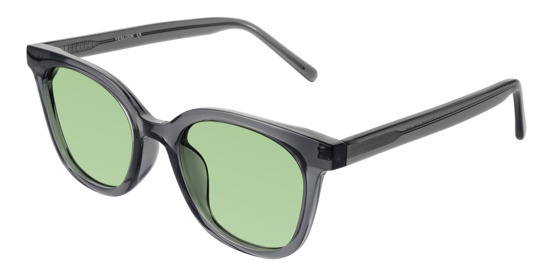 Angle of Jeromme in Translucent Gray with Medium Green Tinted Lenses