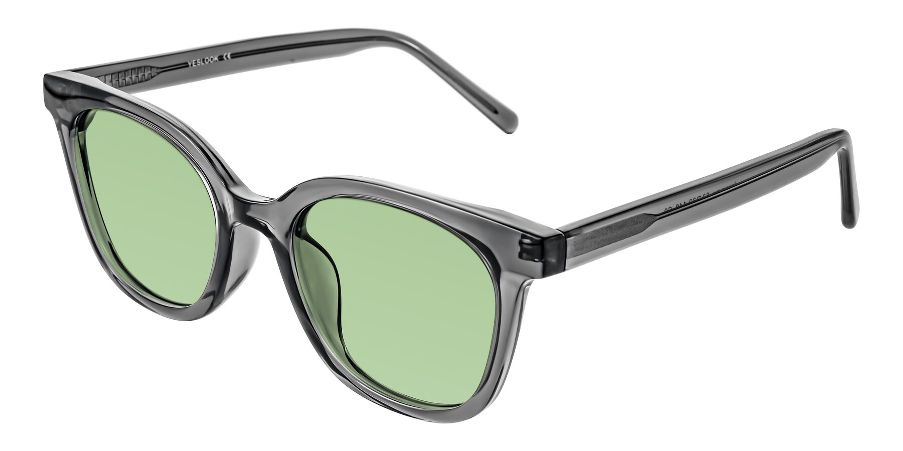 Angle of Jeromme in Translucent Gray with Medium Green Tinted Lenses