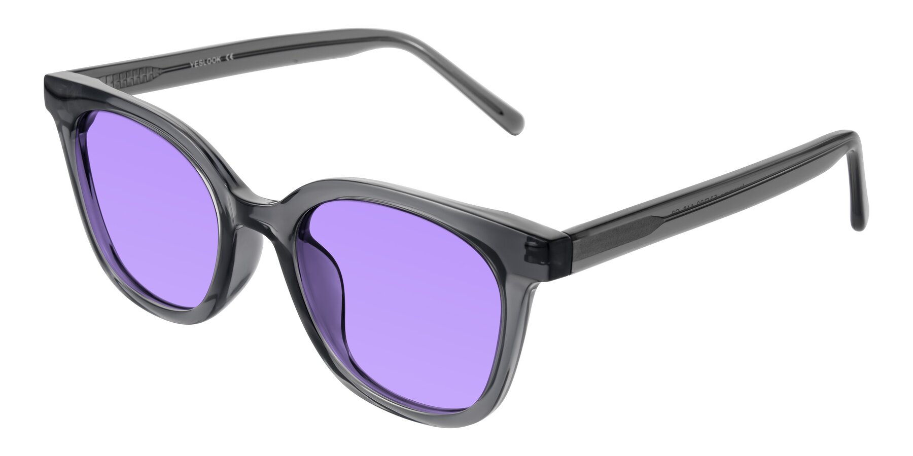 Angle of Jeromme in Translucent Gray with Medium Purple Tinted Lenses