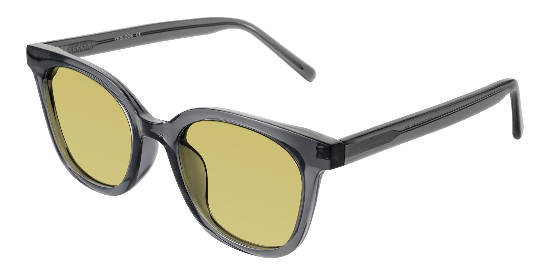 Angle of Jeromme in Translucent Gray with Medium Champagne Tinted Lenses