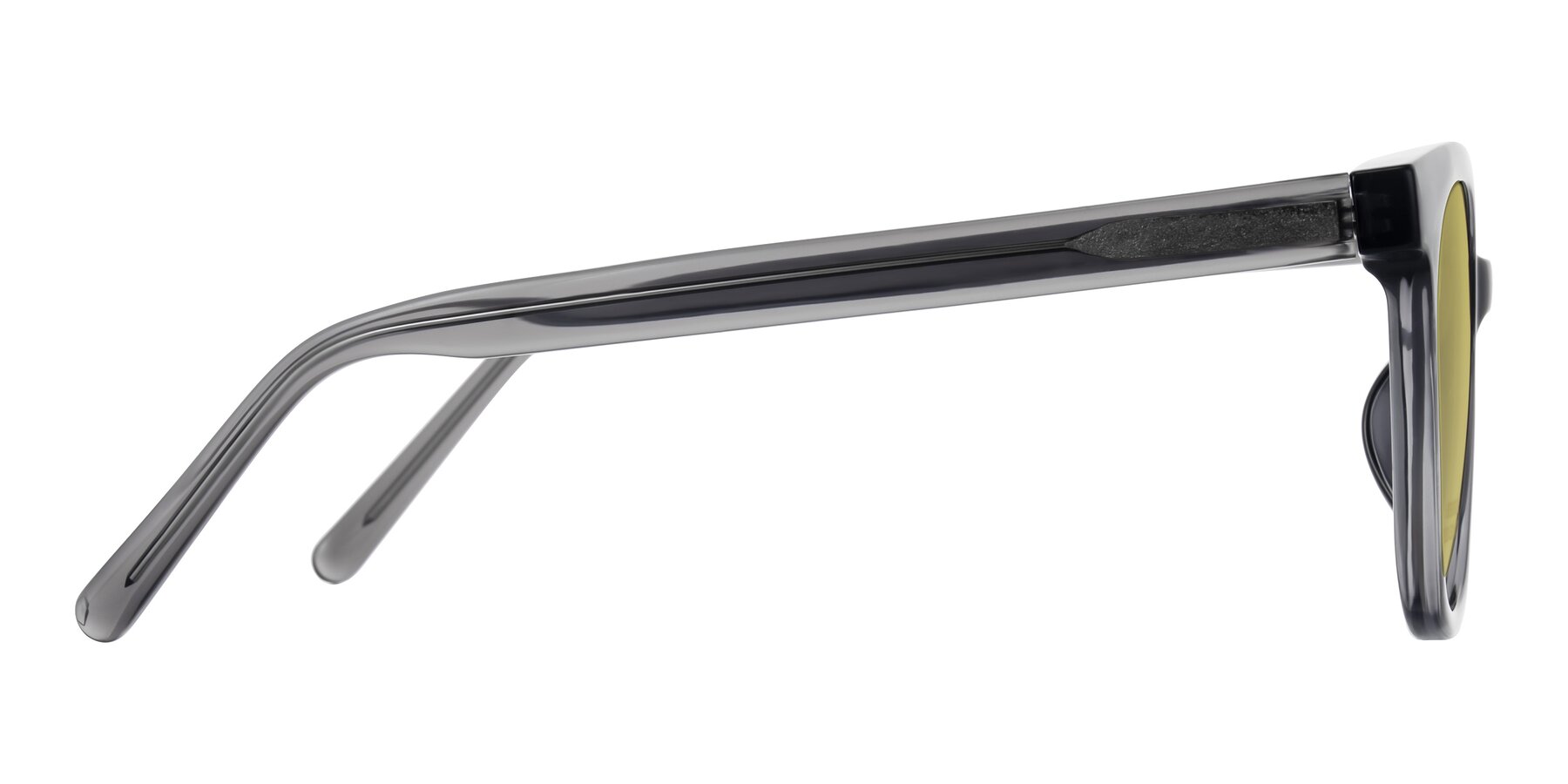 Side of Jeromme in Translucent Gray with Medium Champagne Tinted Lenses