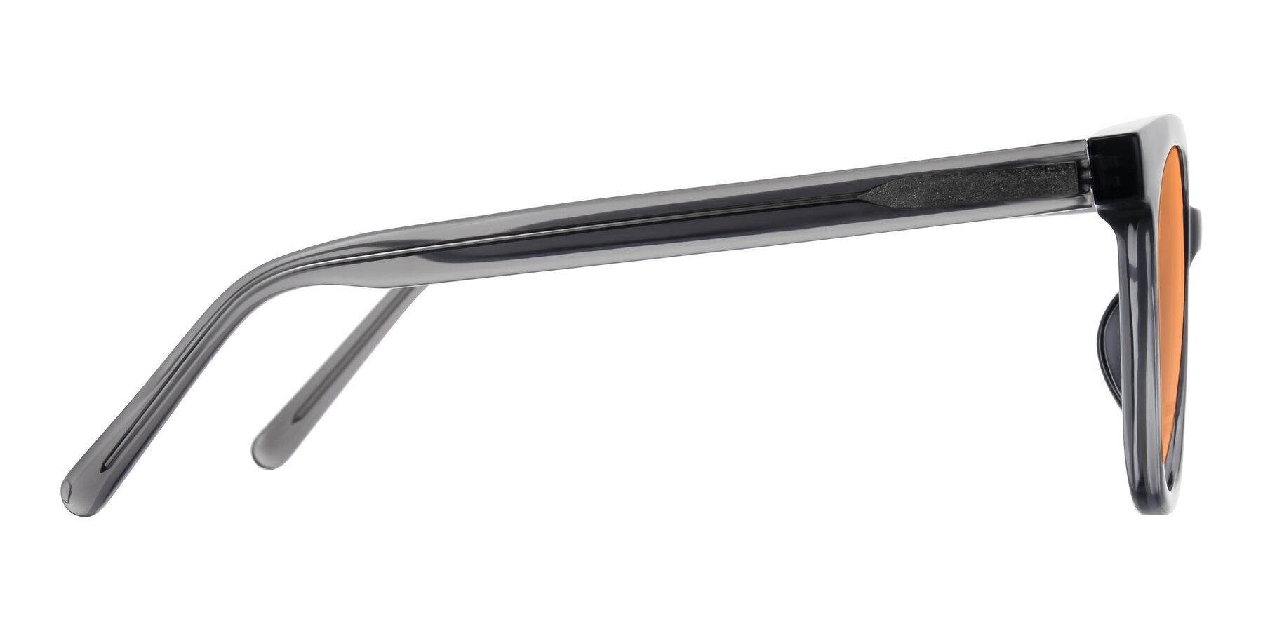 Side of Jeromme in Translucent Gray with Medium Orange Tinted Lenses