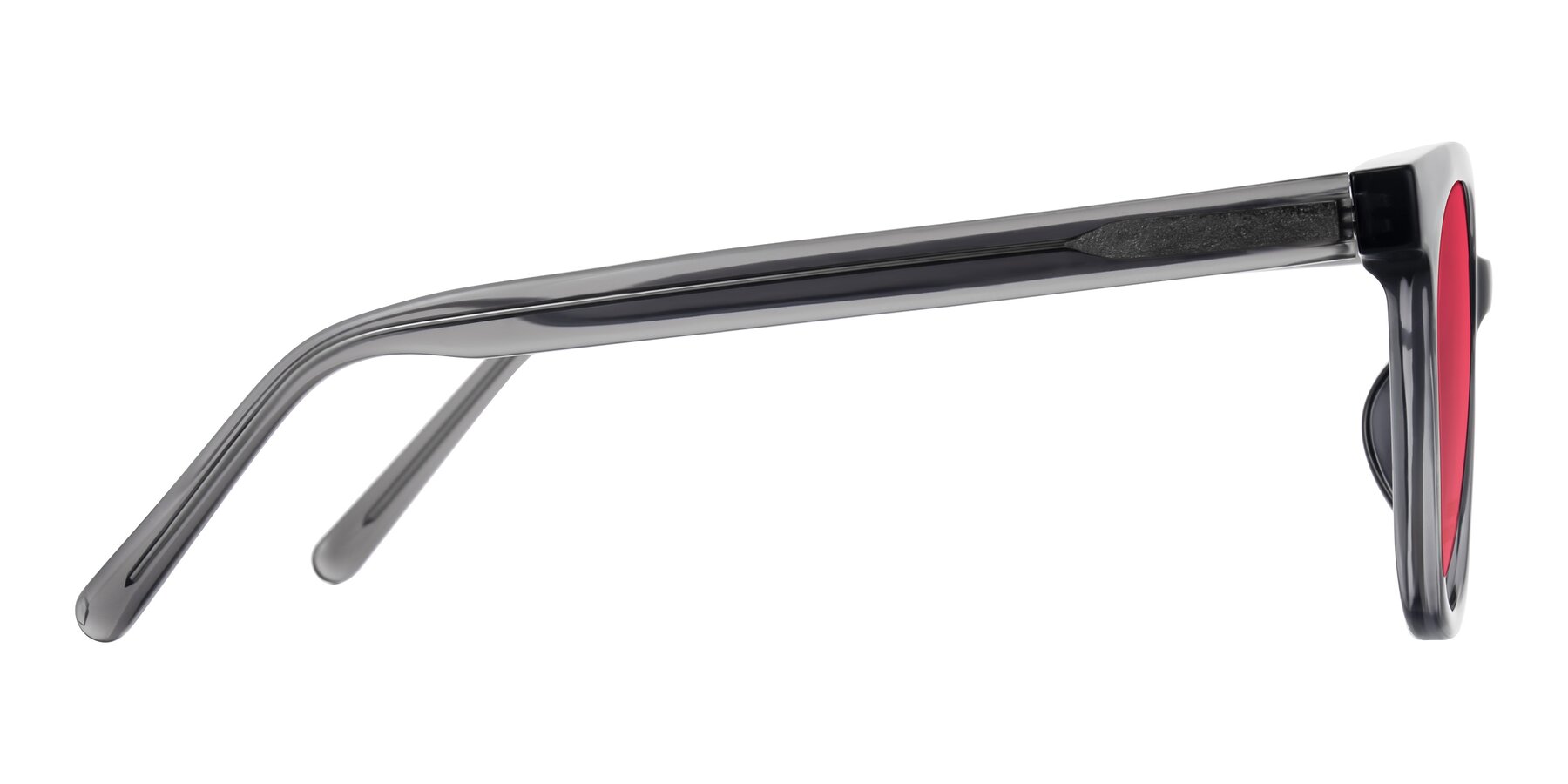 Side of Jeromme in Translucent Gray with Red Tinted Lenses