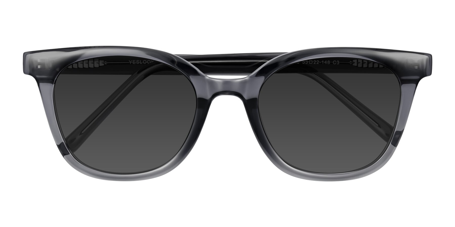 Folded Front of Jeromme in Translucent Gray with Gray Tinted Lenses