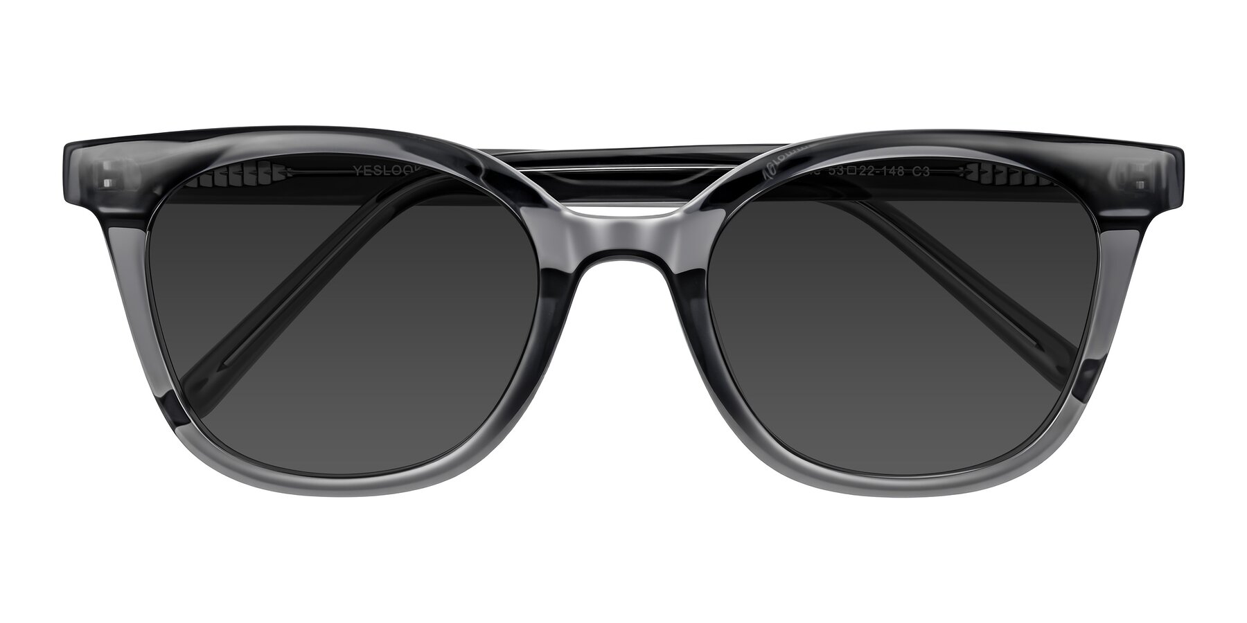 Folded Front of Jeromme in Translucent Gray with Gray Tinted Lenses