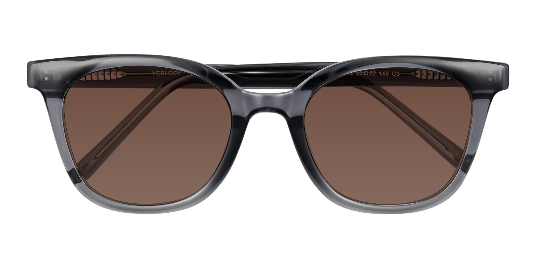 Folded Front of Jeromme in Translucent Gray with Brown Tinted Lenses